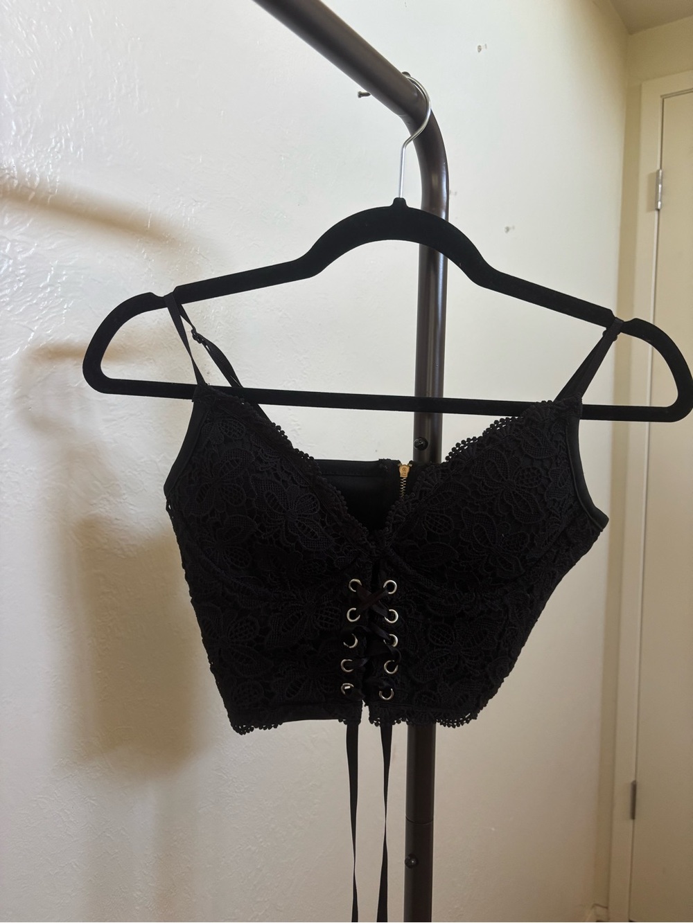 Amazon Black Lace Corset-Style Crop Top